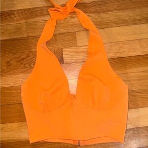 Vibrant Orange Halter Top